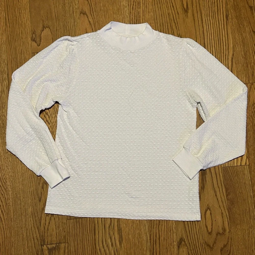 J.Crew White Waffle Knit Mock Neck‎ Sweater | Size M